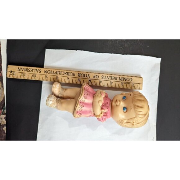 Vintage Edward Mobley Squeaky Rubber Standing Doll Pink Dress Original8.5" - Picture 10 of 10